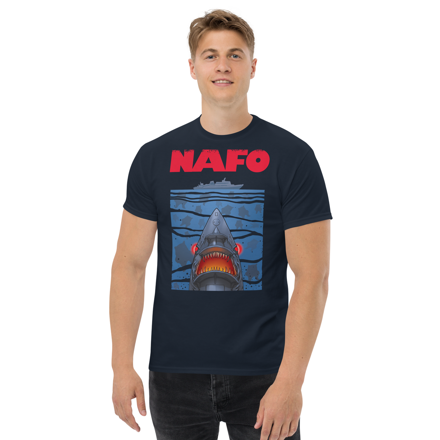 NAFO x Grandpa Yurko Shark Drone Ship T-Shirt