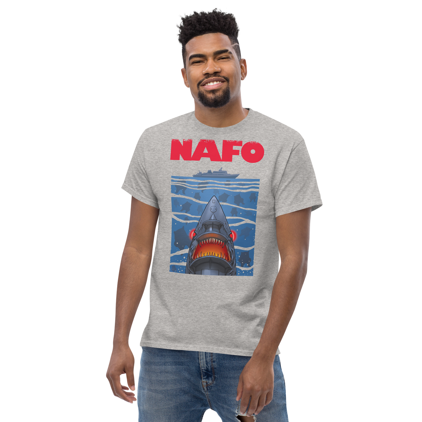 NAFO x Grandpa Yurko Shark Drone Ship T-Shirt