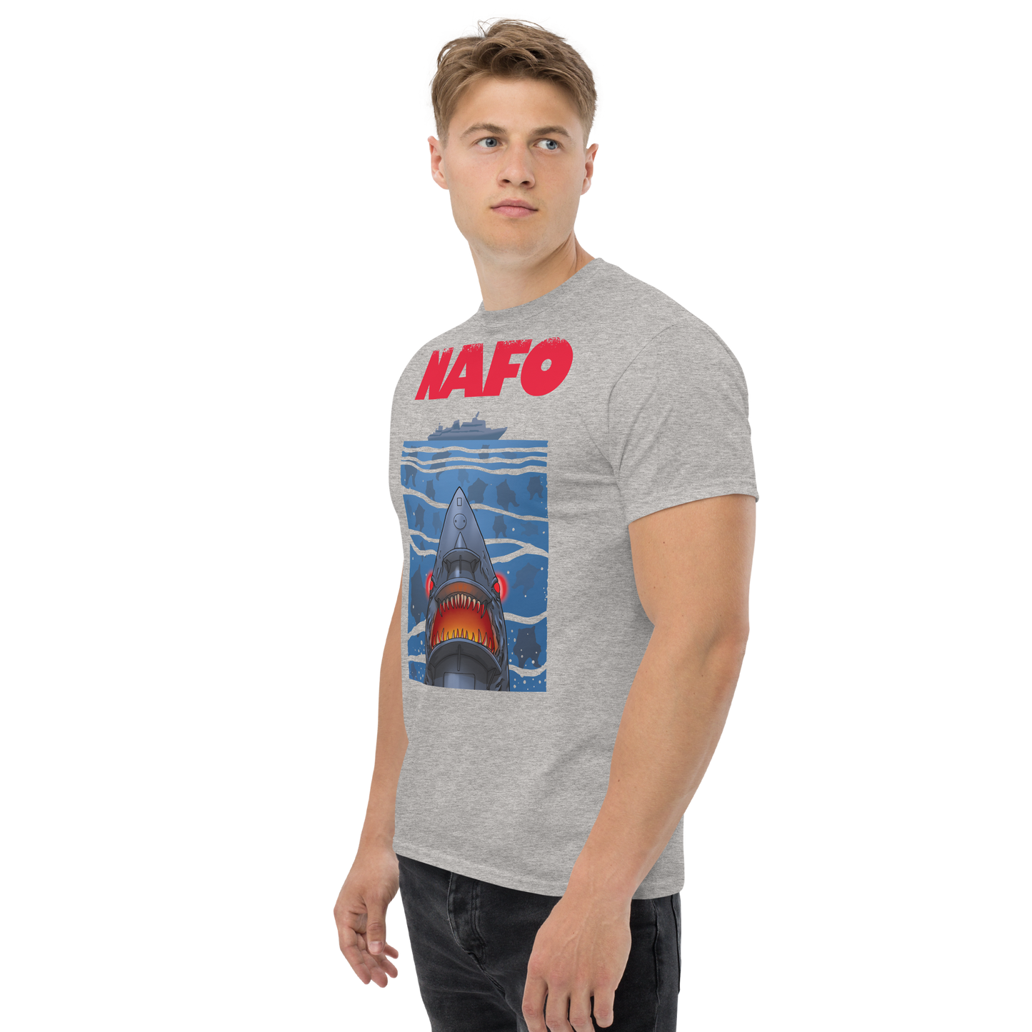 NAFO x Grandpa Yurko Shark Drone Ship T-Shirt