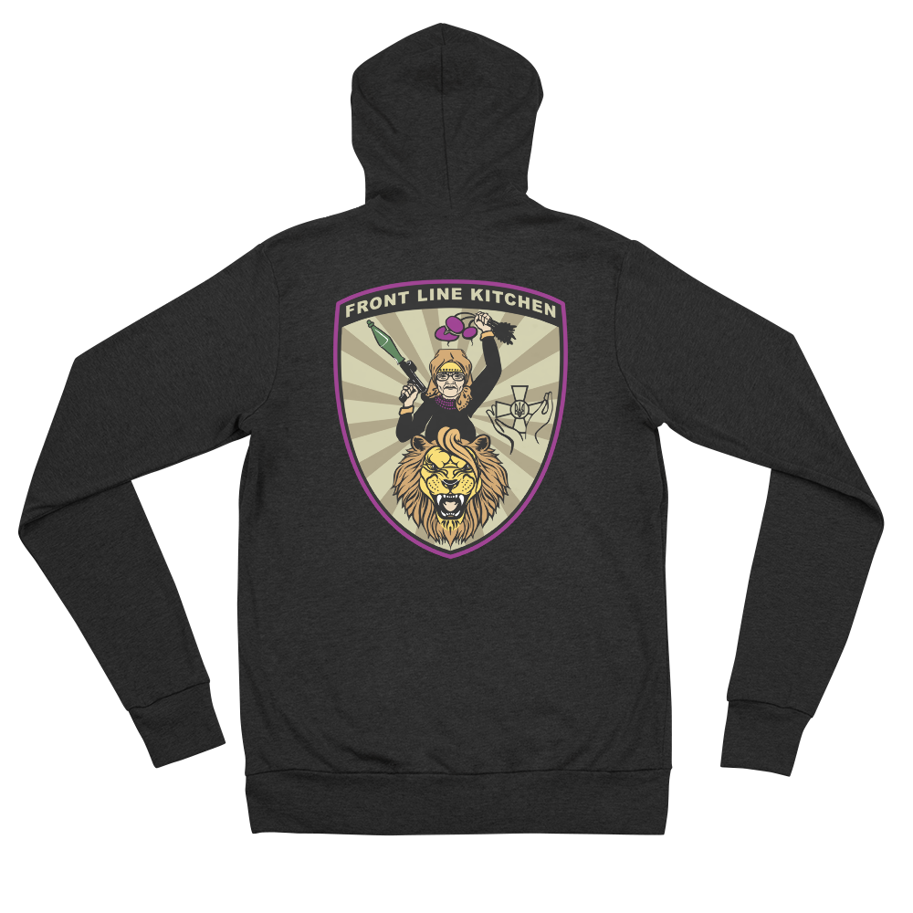 NAFO Front Line Kitchen Babusia Logo Zip Hoodie