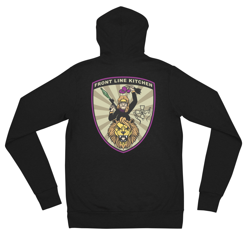 NAFO Front Line Kitchen Babusia Logo Zip Hoodie