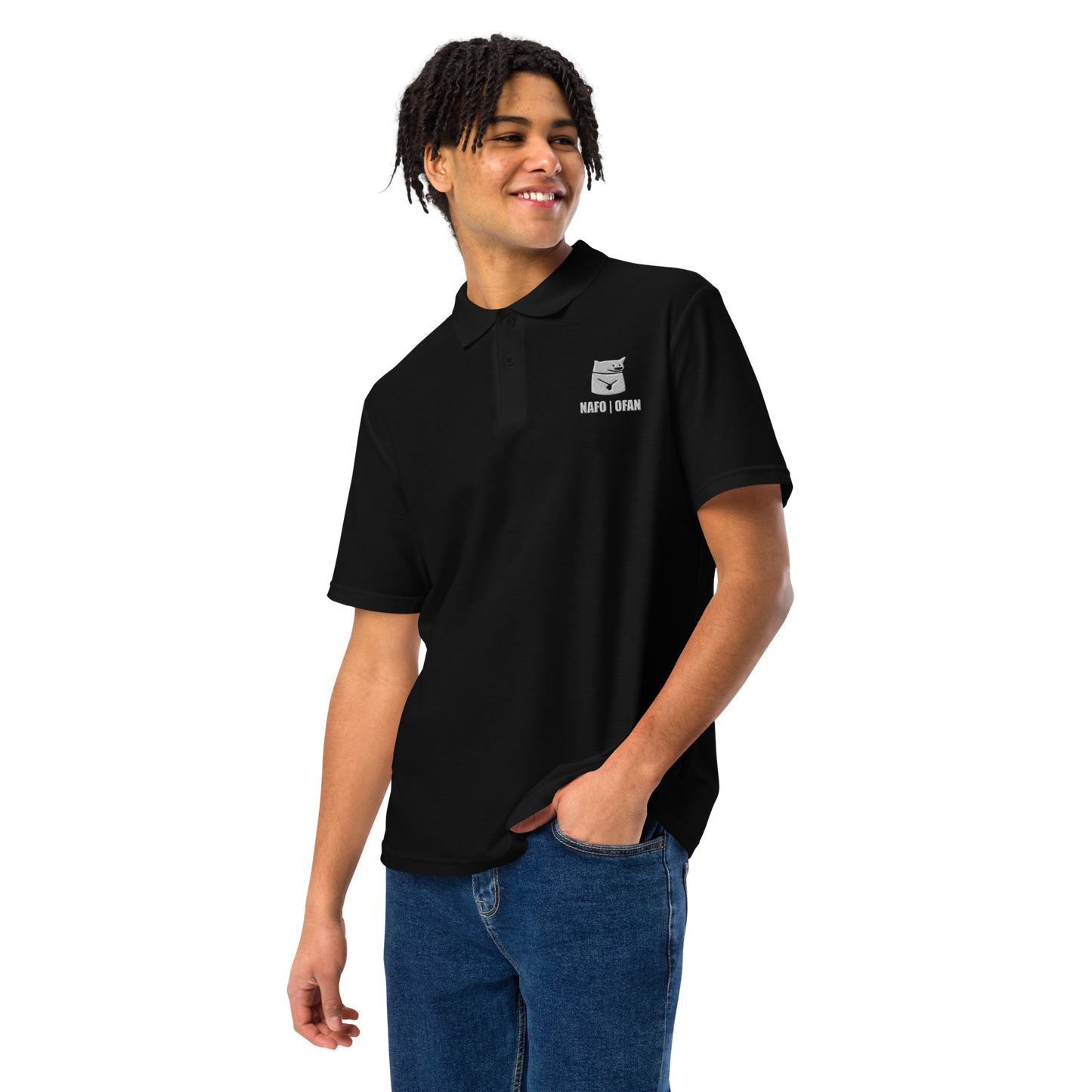 NAFO Fella Sock Character Embroidered Polo Shirt