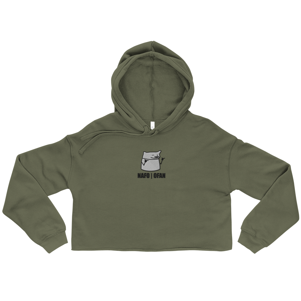 NAFO Embroidered Fella Sock Character Crop Hoodie
