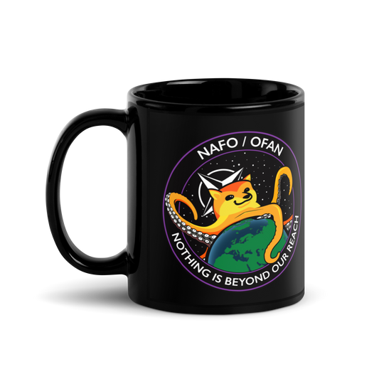 NAFO Nothing is Beyond Our Reach Black Mug