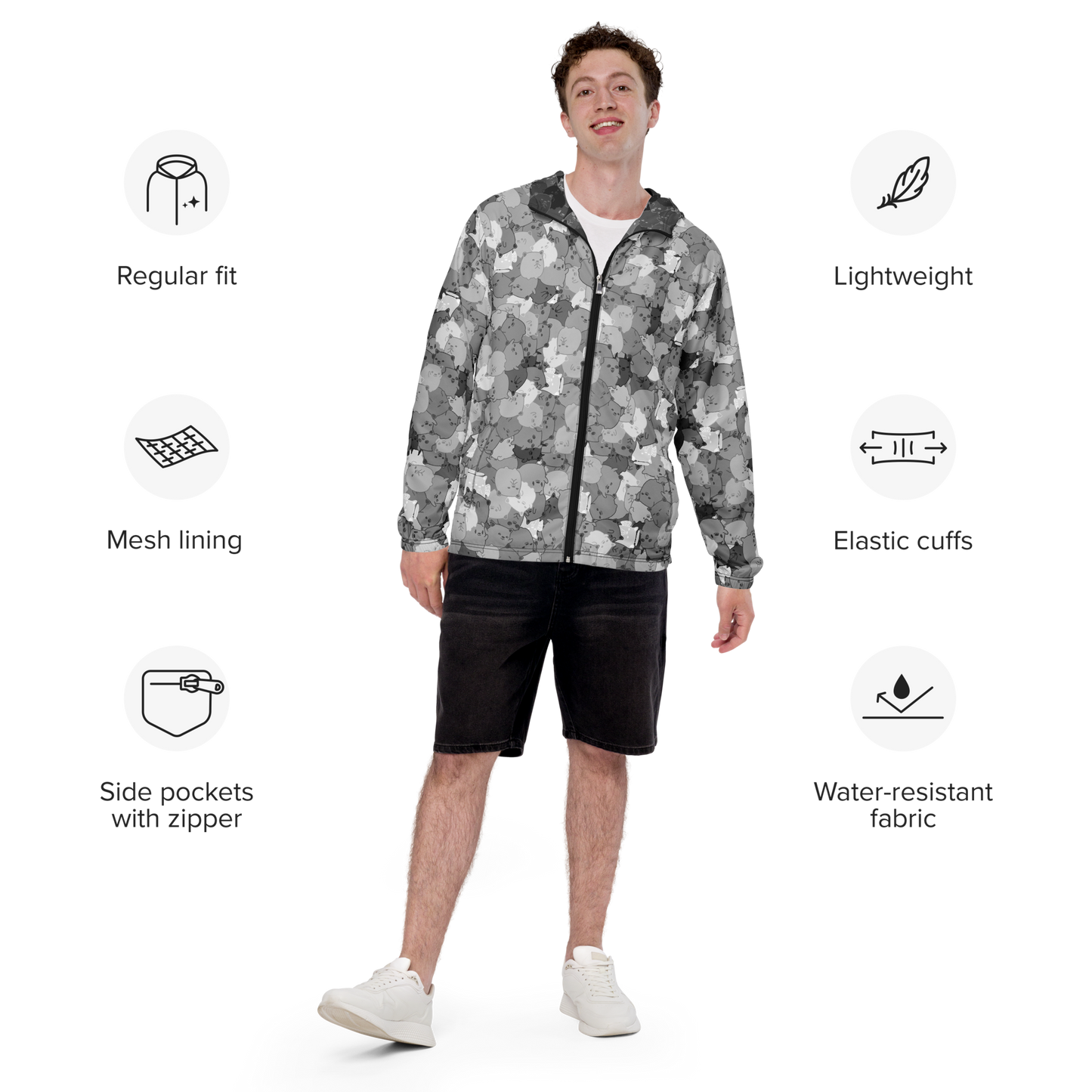 NAFO Black and White Jelly Felly Windbreaker