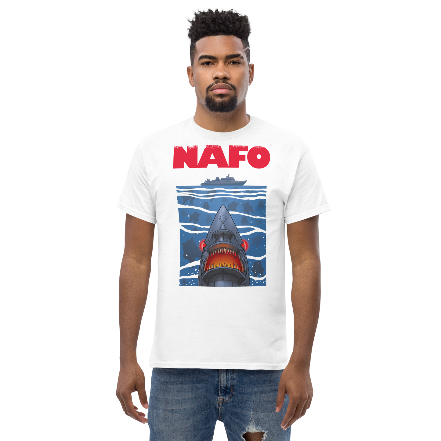NAFO x Grandpa Yurko Shark Drone Ship T-Shirt