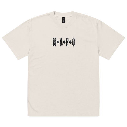 NAFO OFAN Black and White Logo Oversized Faded T-Shirt