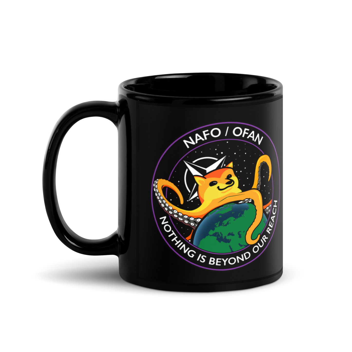 NAFO Nothing is Beyond Our Reach Black Mug