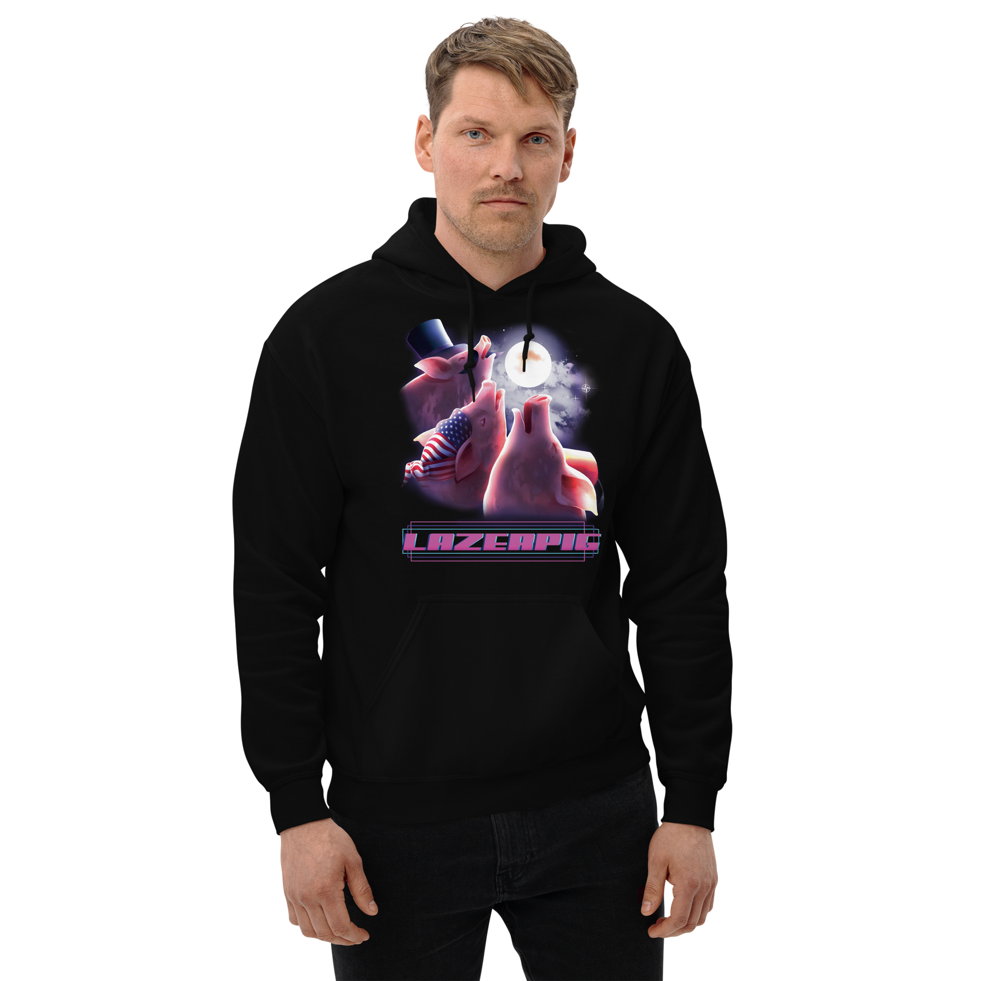 LazerPig Three Pig Moon Hoodie North Atlantic Fella Organization